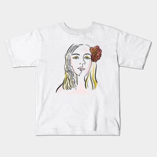 WOMAN LINEART PORTRAIT Kids T-Shirt